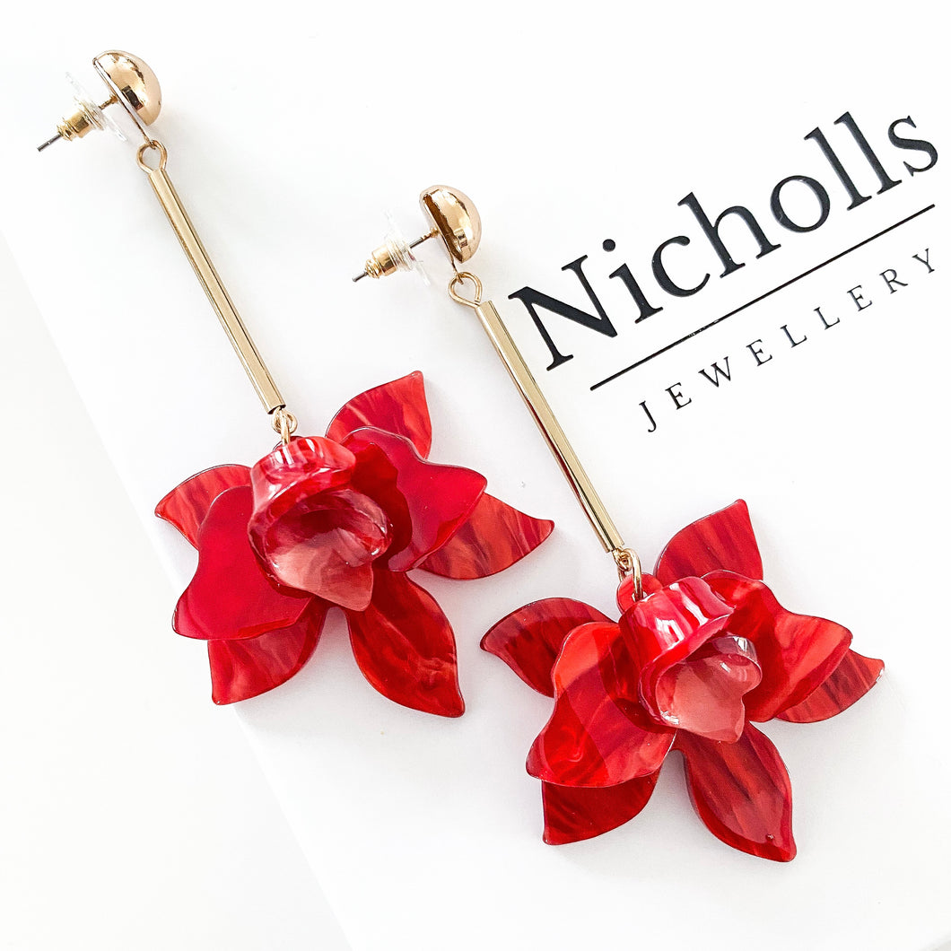 Francoise Red Flower Earrings