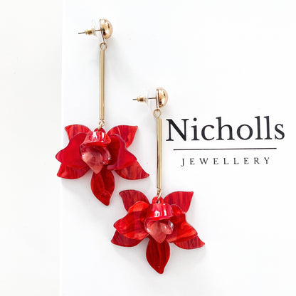 Francoise Red Flower Earrings