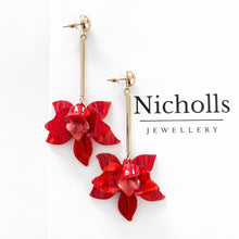 Load image into Gallery viewer, Francoise Red Flower Earrings
