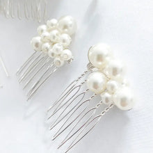Load image into Gallery viewer, Pearl Comb and Pin 5 piece set (Silver)
