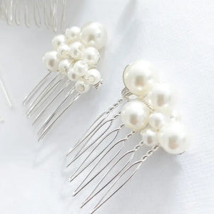 Pearl Comb and Pin 5 piece set (Silver)