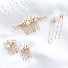 Load image into Gallery viewer, Pearl Comb and Pin 5 piece set (Gold)
