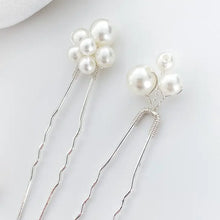 Load image into Gallery viewer, Pearl Comb and Pin 5 piece set (Silver)

