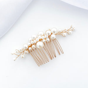Pearl Comb and Pin 5 piece set (Gold)