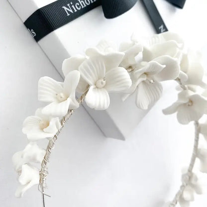 Porcelain White Flower Headband