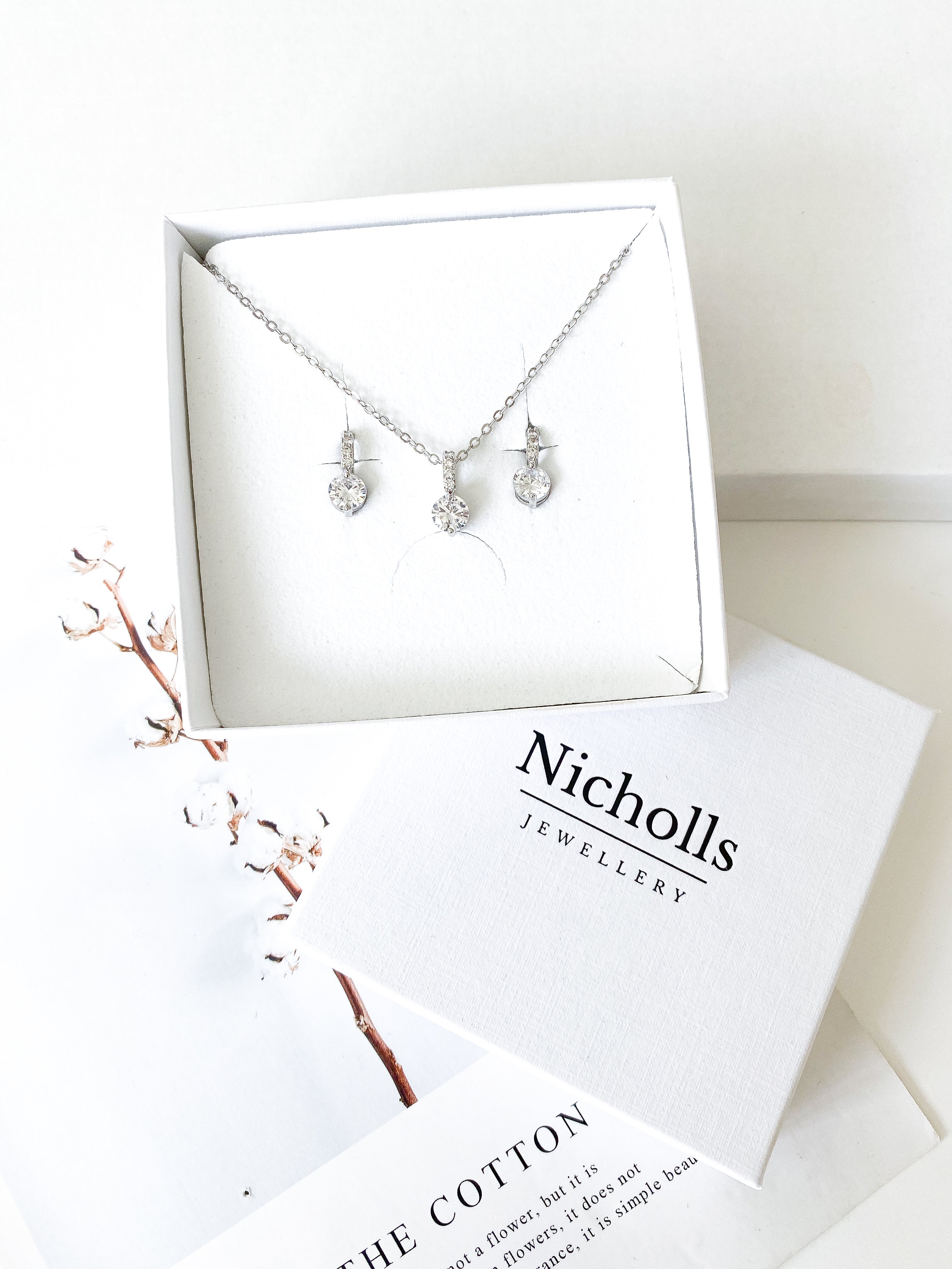 Dainty necklace and earring shop set