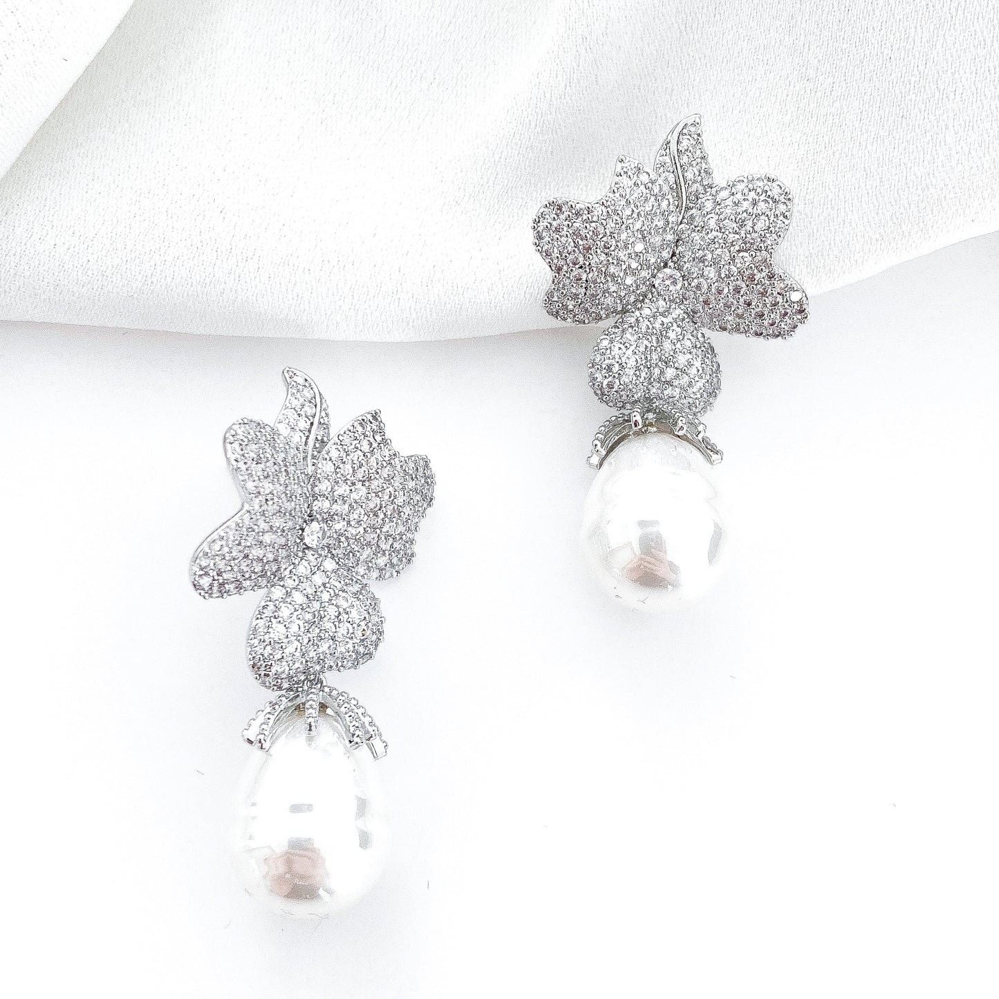Deluxe Baroque Pearl and Crystal Flower Earrings