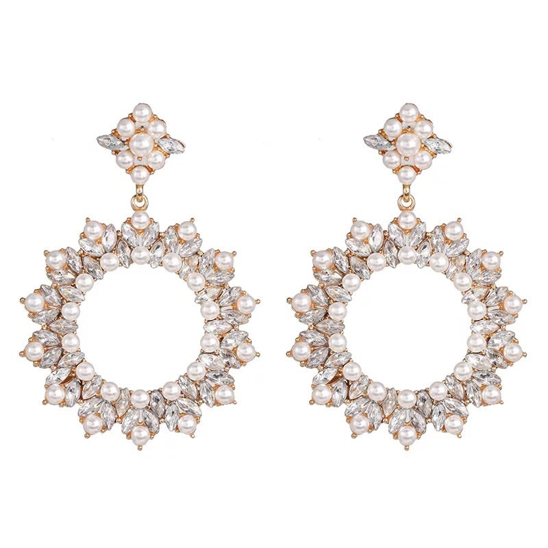 Sofia Pearl & Crystal Hoop - Nicholls Jewellery