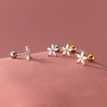 Load image into Gallery viewer, Crystal Petal Flower Gold Studs
