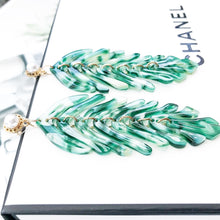 Load image into Gallery viewer, Feather Leaf Green Earrings
