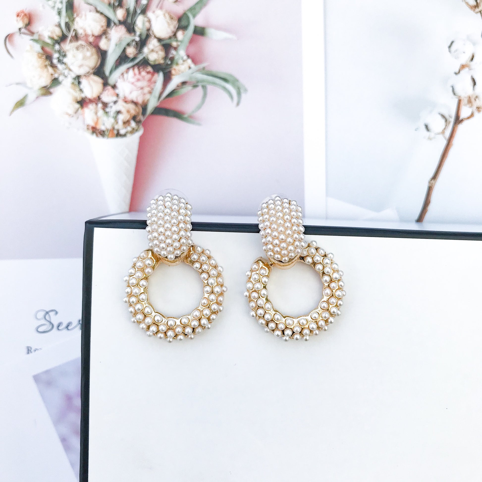 Lacy Pearl Hoop Earrings - Nicholls Jewellery