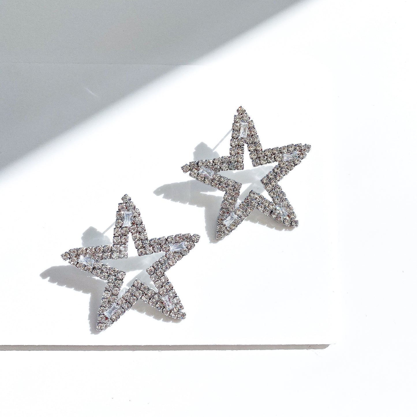 Silver Star Crystal Earrings