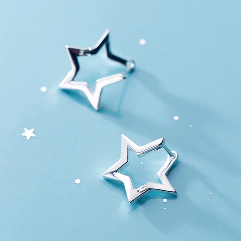 Star Huggie Earrings Silver