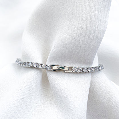 Penelope Crystal Silver Tennis Bracelet
