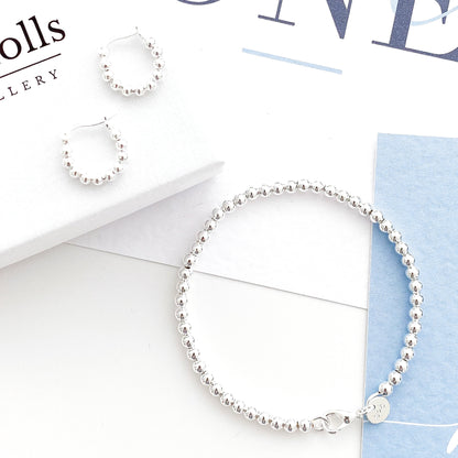 Silver Ball bracelet and earring set