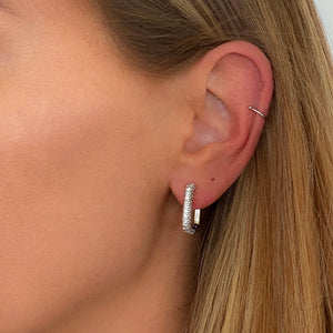 Loop Crystal Earrings Silver