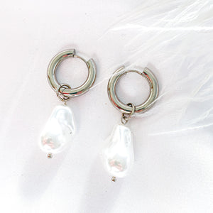 Baroque Pearl Earrings Silver