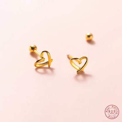 Romantic Love Heart Gold studs