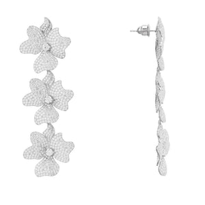 Deluxe Triple Flower Drop Earrings