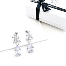 Load image into Gallery viewer, Adore Silver Flower Dangle Earrings
