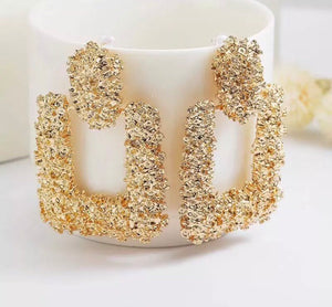Luxe Square Gold Earrings - Nicholls Jewellery