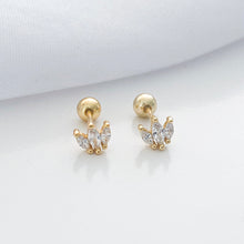 Load image into Gallery viewer, Lotus Marquise Gold Studs
