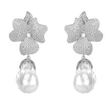 Load image into Gallery viewer, Deluxe Baroque Pearl and Crystal Flower Earrings
