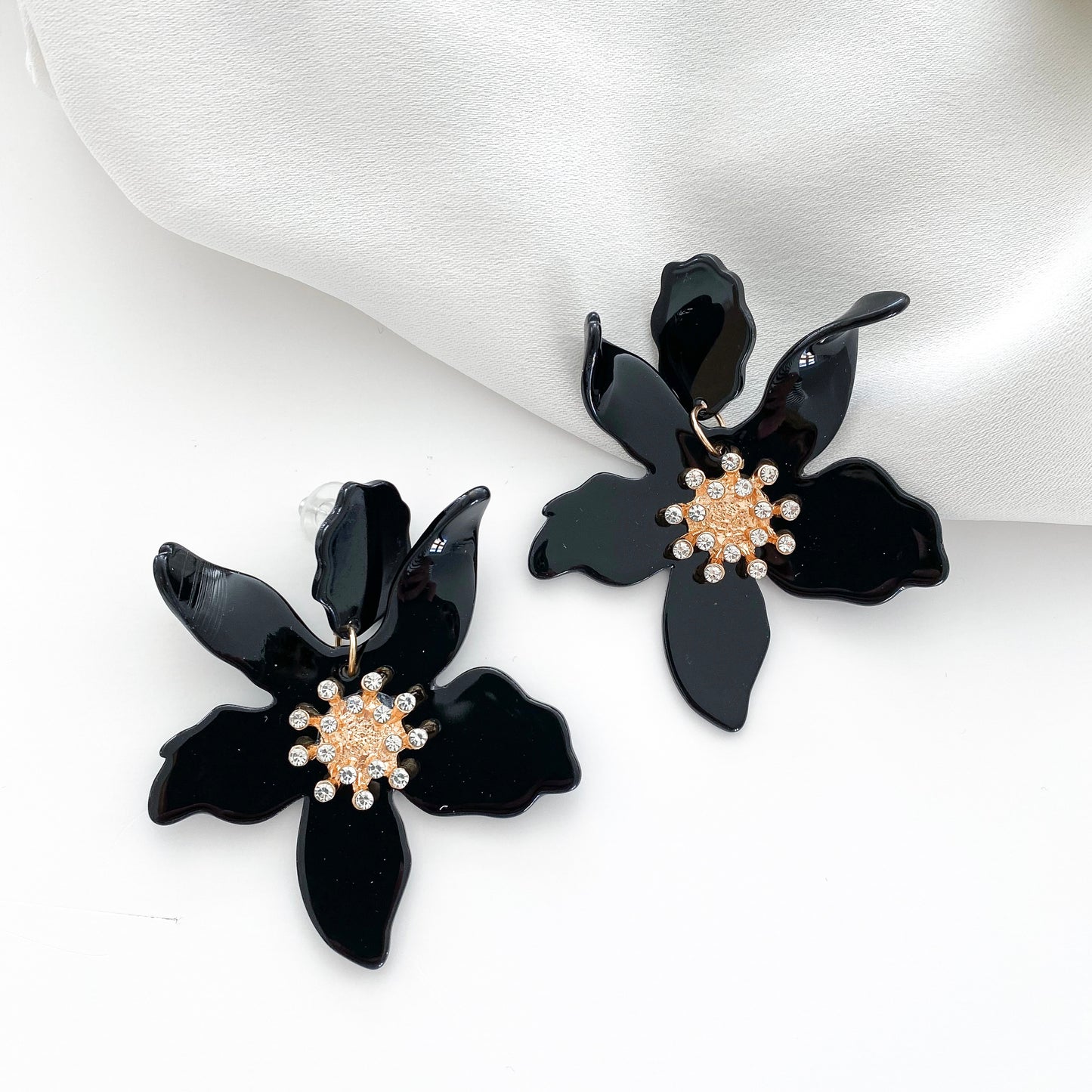 Romantic Black Flower Earrings
