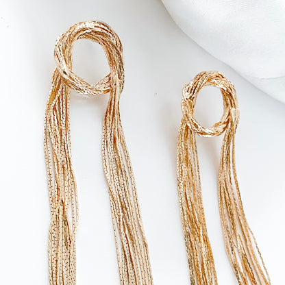 Gold Circle Tassel Earrings