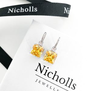special occassion earrings, prom earrings, yellow stone earrings, yellow crystal earrings, womens accessories, womens earrings, womens yellow earrings, yellow wedding earrings