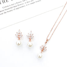 Load image into Gallery viewer, Serenity Rose Gold Flower &amp; Pearl set
