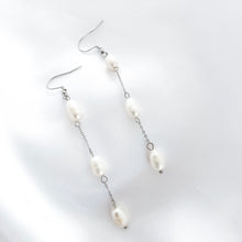 Load image into Gallery viewer, Delicate Pearl Drop Earrings Silver
