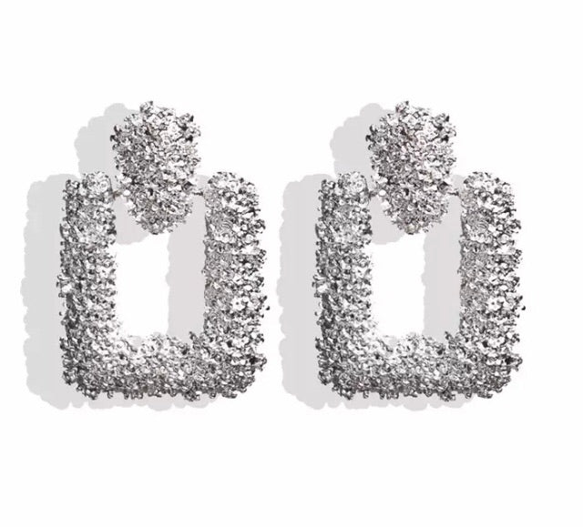 Luxe Silver Square Earrings - Nicholls Jewellery