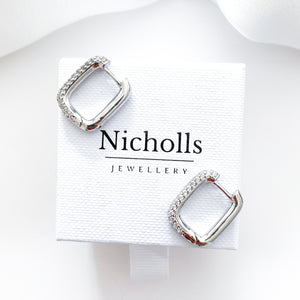 Loop Crystal Earrings Silver