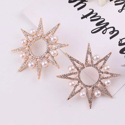 Sun Pearl & Crystal Earrings - Nicholls Jewellery