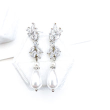 Load image into Gallery viewer, Faith Flower &amp; Pearl Drop Earrings
