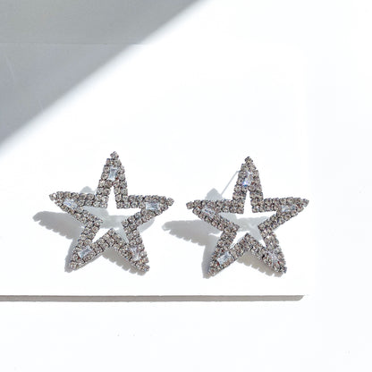 Silver Star Crystal Earrings
