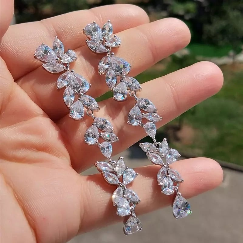 Love Silver Crystal Statement Earrings