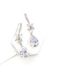 Load image into Gallery viewer, Beloved Silver Flower &amp; Water Drop Earrings
