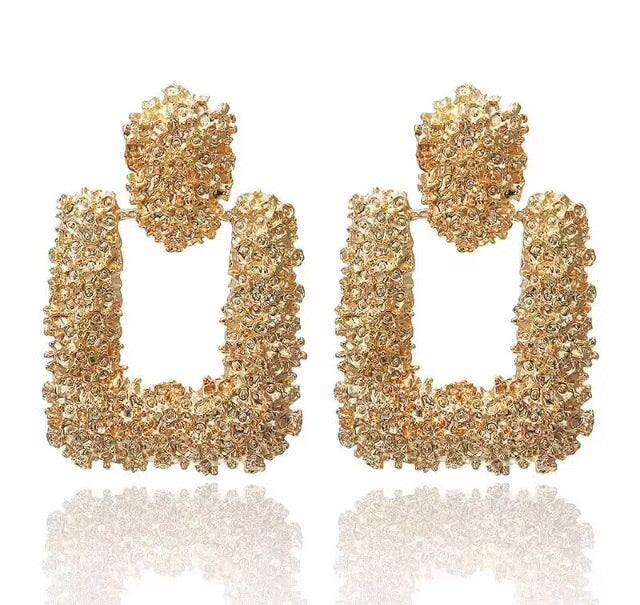 Luxe Square Gold Earrings - Nicholls Jewellery