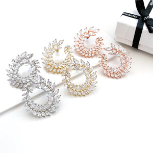 Eternity Rose Gold Leaf Earrings