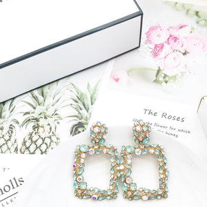 Venice Green Crystal Earrings - Nicholls Jewellery