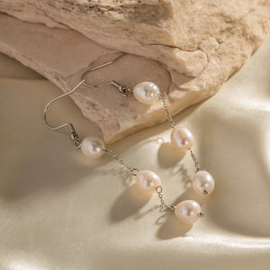 Delicate Pearl Drop Earrings Silver