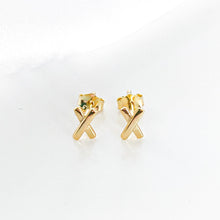 Load image into Gallery viewer, Kiss Cross Gold Studs
