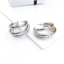 Load image into Gallery viewer, Triple Silver Hoop Earrings
