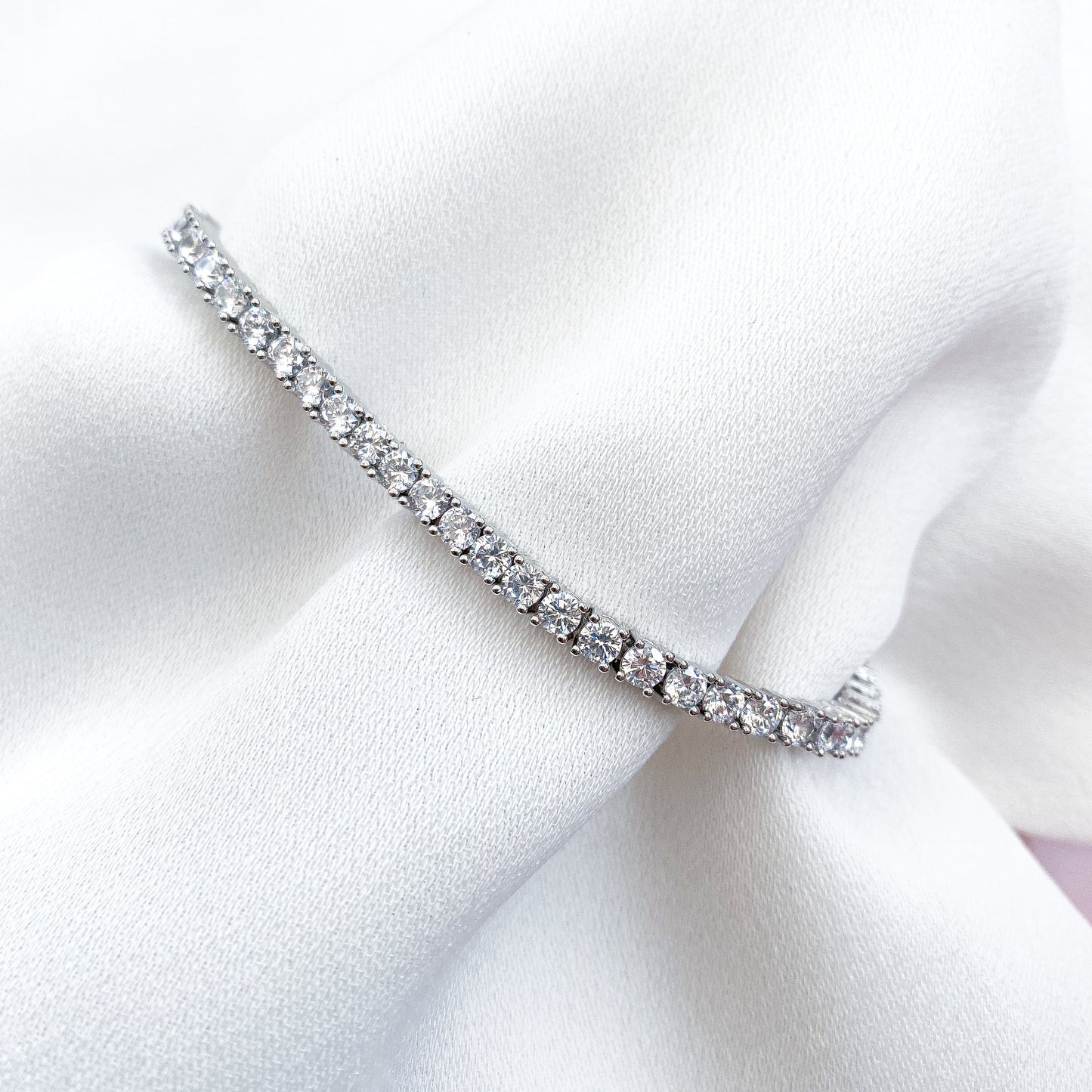 Penelope Crystal Silver Tennis Bracelet