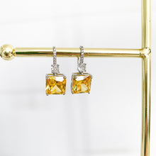 Load image into Gallery viewer, special occassion earrings, prom earrings, yellow stone earrings, yellow crystal earrings, womens accessories, womens earrings, womens yellow earrings, yellow wedding earrings
