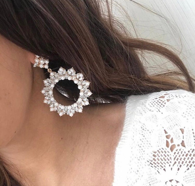Sofia Pearl & Crystal Hoop - Nicholls Jewellery