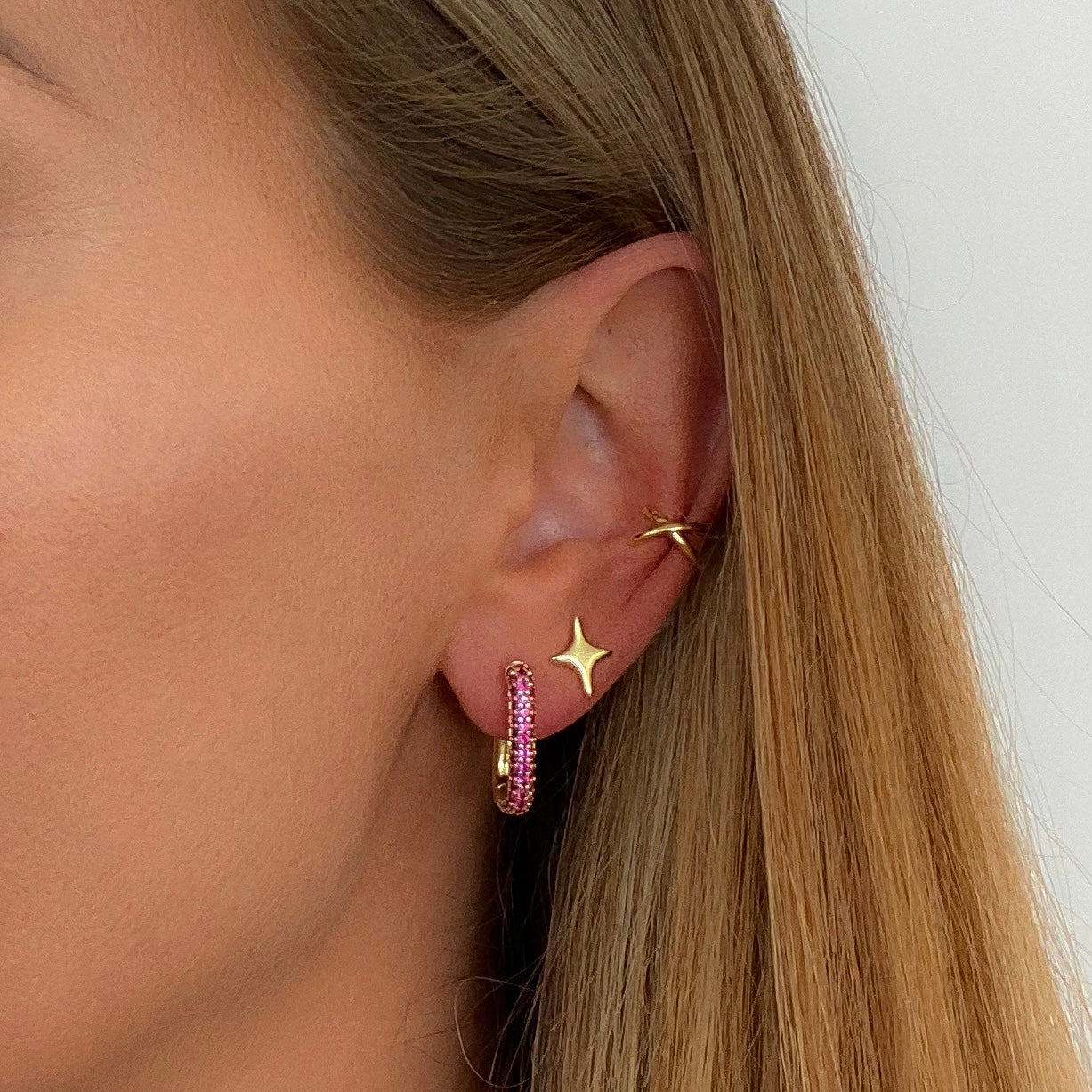 Loop Crystal Earrings Pink