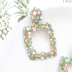 Venice Green Crystal Earrings - Nicholls Jewellery